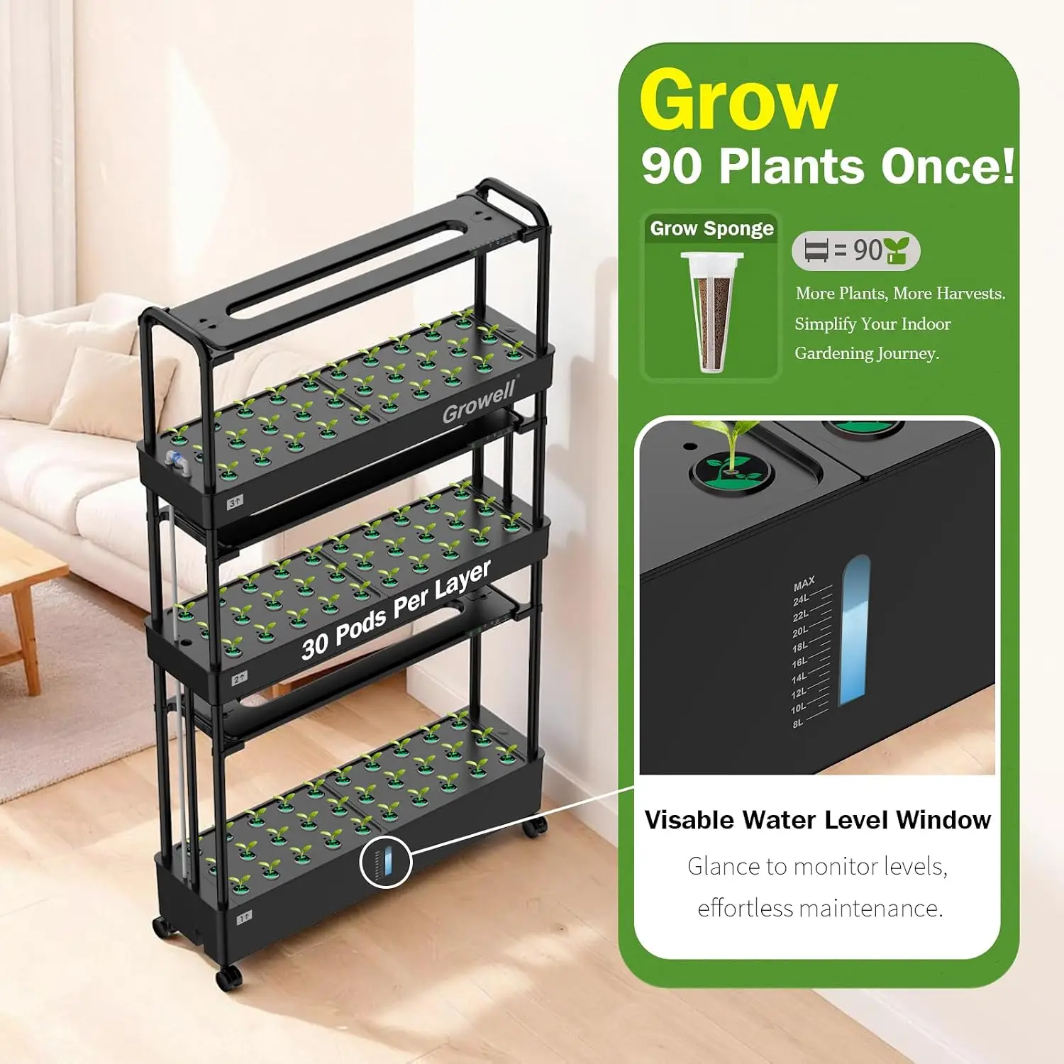 Large Hydroponics Growing Syst - đánh giá và giá Indoor Herb Garden